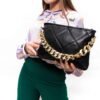 Sac bandoulière " Phil Firenze " effet matelassé avec chaine décorative doré démontable - Noir