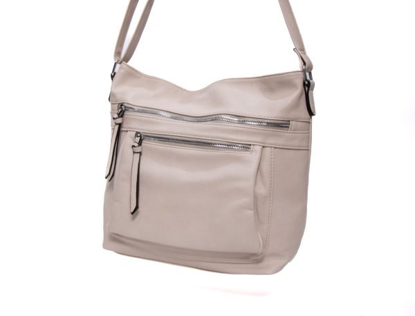 Grand sac bandoulière ” Paolo Bags ”  à triple poches externes - Beige – Image 6