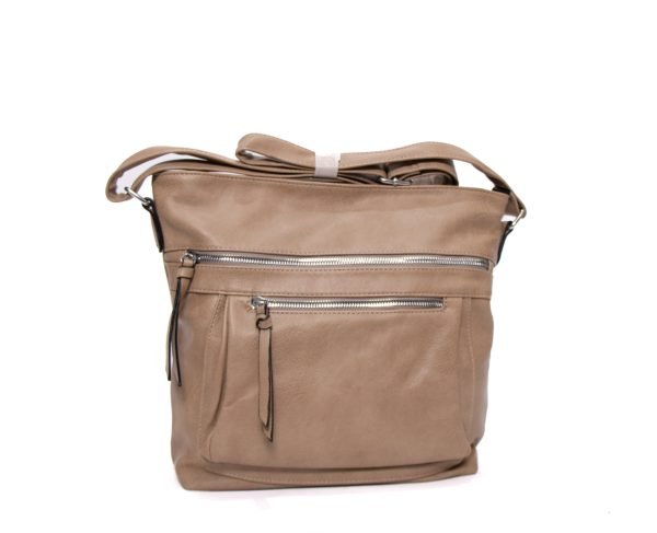 Grand sac bandoulière ” Paolo Bags ”  à triple poches externes - Taupe