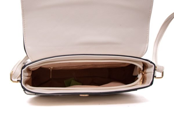 Sac bandoulière " Erick Style " arrondi avec décoration doré - Crème – Image 5