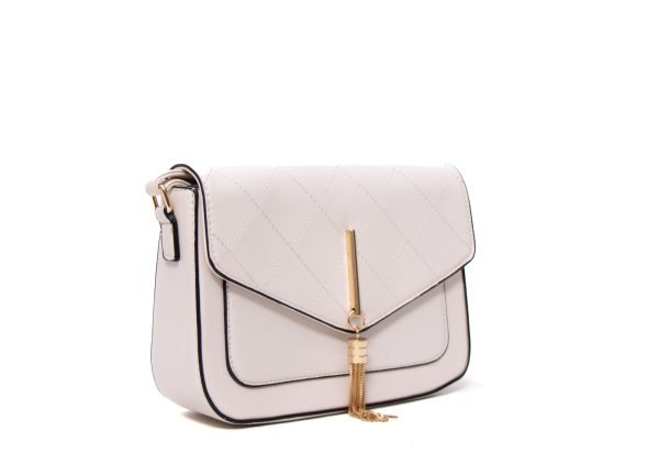 Sac bandoulière " Erick Style " arrondi avec décoration doré - Crème – Image 3