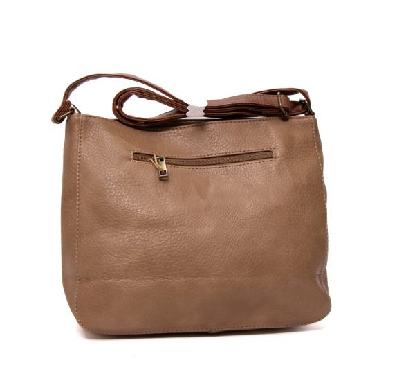 Grand Sac bandoulière " Sara Fashion Bags "  avec compartiment avant / arrière - Taupe – Image 6