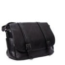 Sac bandoulière effet cartable vintage – Noir