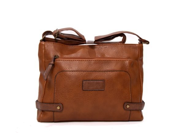 Sac bandoulière ” Sara Fashion Bags ” avec compartiment avant / arrière – Marron – Image 3