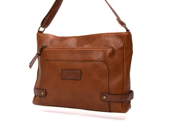Sac bandoulière ” Sara Fashion Bags ” avec compartiment avant / arrière – Marron – Image 4