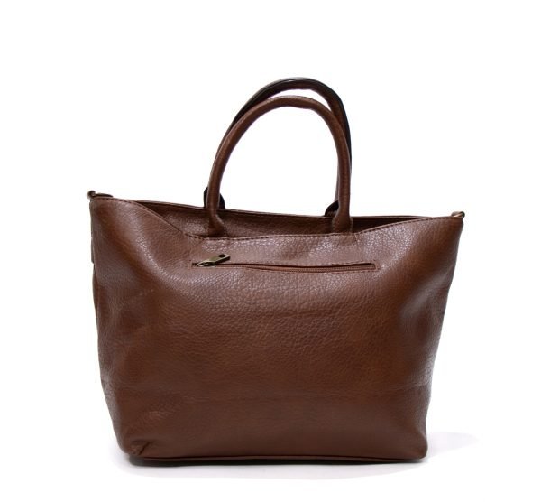 Sac à main " Sara Moda " trapèze avec poche avant - Marron foncé – Image 5
