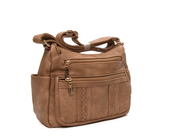 Sac bandoulière " Parrot King " à 4 compartiments avec motifs vintage - Taupe clair