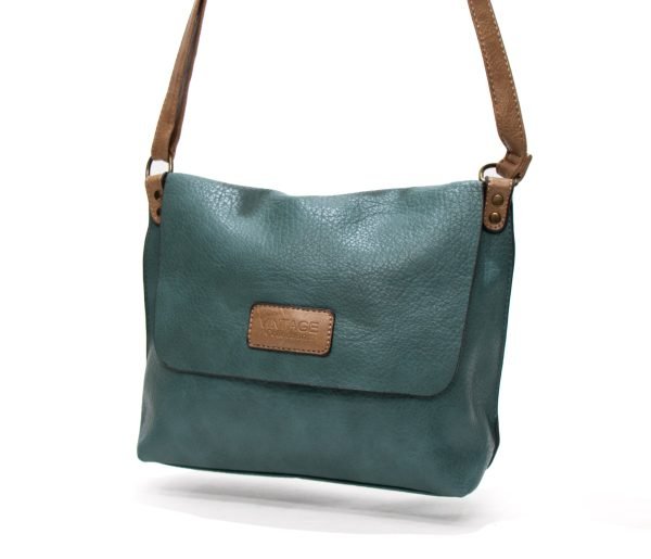 Sac bandoulière " Sara Bag " carré vintage - Turquoise