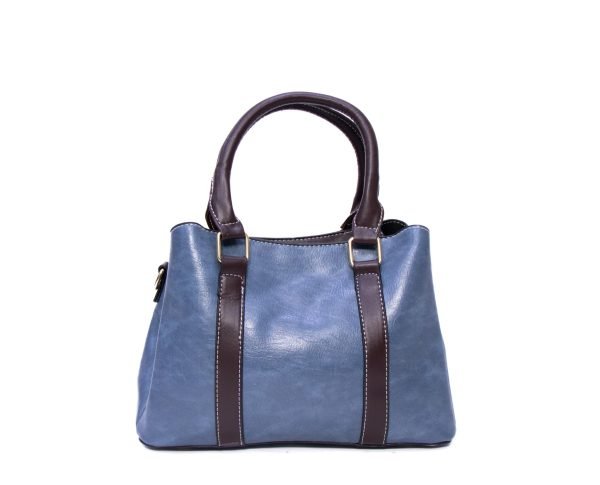 Petit sac à main à triple compartiments interne - bleu / finitions marron foncé – Image 6