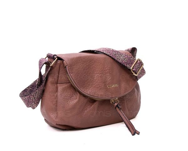 Sac bandoulière effet arrondi " Oudannu " - Rose foncé (Argile)