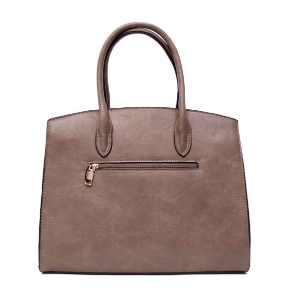 Grand sac à main " Oudannu " avec compartiment avant et arrière - Taupe – Image 6