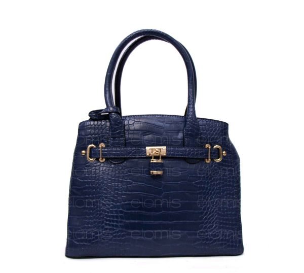 Sac à main moyenne taille effet cro,;co - Bleu foncé