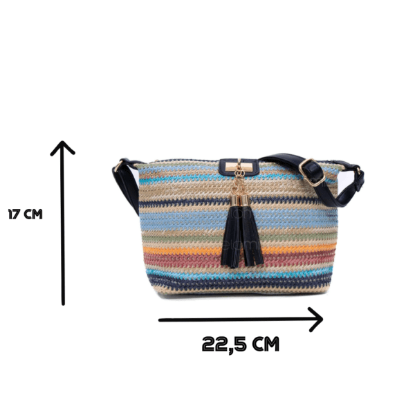 Sac bandoulière " Elisa Bag " multicolore en tissus - Finitions cuir synthétique Noir – Image 3