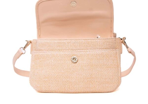 Sac bandoulière moyenne taille "Erick Style " à double bandoulière - tissus / cuir synthétique Rose pastel – Image 5