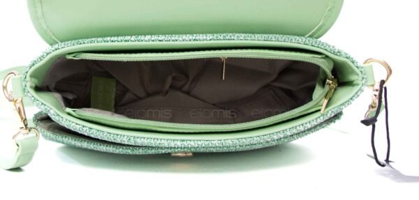 Sac bandoulière moyenne taille "Erick Style " à double bandoulière tissus / cuir synthétique - Vert – Image 8