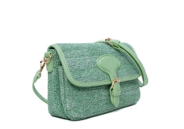 Sac bandoulière moyenne taille "Erick Style " à double bandoulière tissus / cuir synthétique - Vert