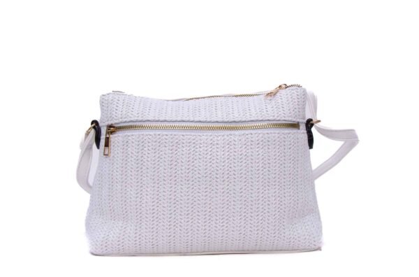 Sac bandoulière moyenne taille " Herbosa " effet paille - Blanc – Image 6