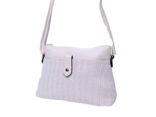 Sac bandoulière moyenne taille " Herbosa " effet paille - Blanc