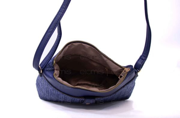 Sac bandoulière moyenne taille " Herbosa " effet paille - Bleu foncé – Image 6