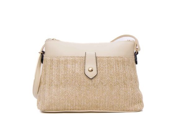 Sac bandoulière moyenne taille " Herbosa " effet paille - Beige clair – Image 2