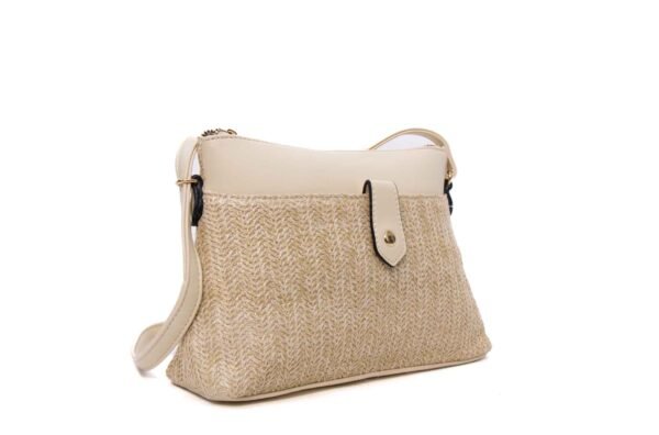 Sac bandoulière moyenne taille " Herbosa " effet paille - Beige clair – Image 3