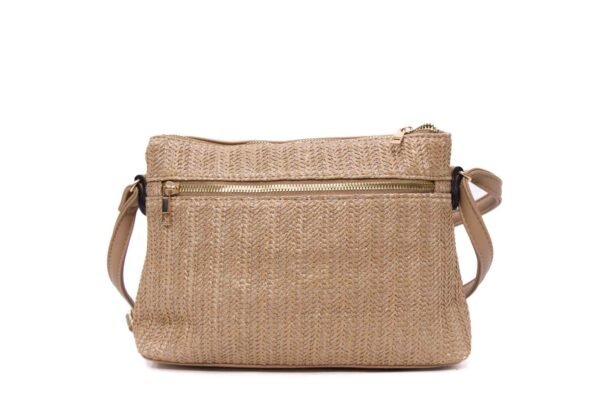 Sac bandoulière moyenne taille " Herbosa " effet paille - Beige foncé – Image 6