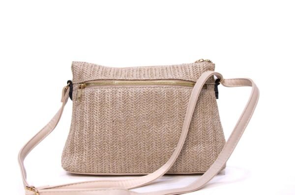 Sac bandoulière moyenne taille " Herbosa " effet paille - Taupe – Image 6