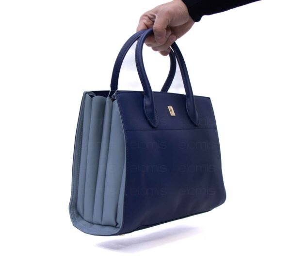 Sac à main + Portefeuille + Foulard " CHRISBELLA " à triple compartiment interne - Bleu foncé / Coté bleu clair – Image 9