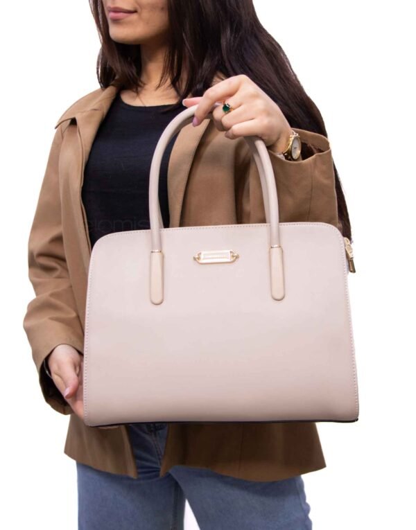 Sac à main + Portefeuille  " CHRISBELLA " à triple compartiment interne - Beige clair – Image 3