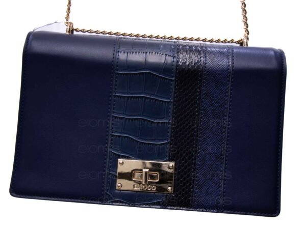 Sac bandoulière + Portefeuille " BAGCO " cuir synthétique / cro,;oco - Bleu foncé – Image 5