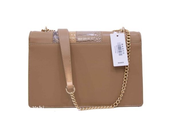 Sac bandoulière + Portefeuille " BAGCO " cuir synthétique / cro,;oco - Taupe clair – Image 6