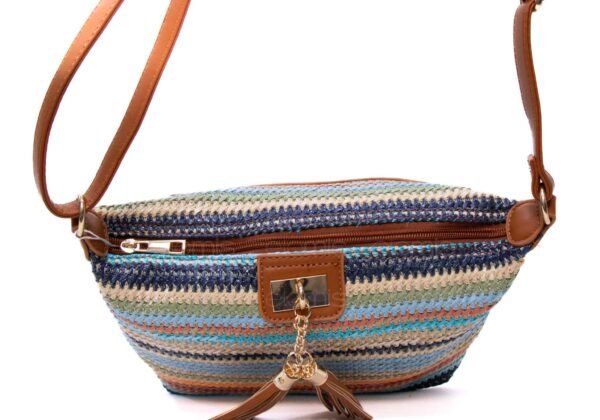 Sac bandoulière " Elisa Bag " multicolore en tissus - Finitions cuir synthétique Marron – Image 6