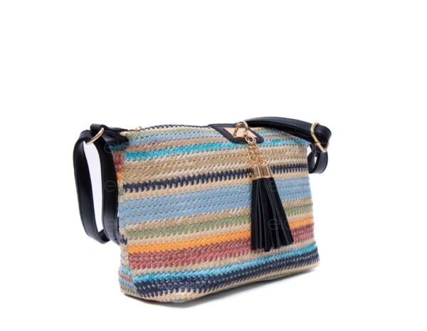 Sac bandoulière " Elisa Bag " multicolore en tissus - Finitions cuir synthétique Noir – Image 4