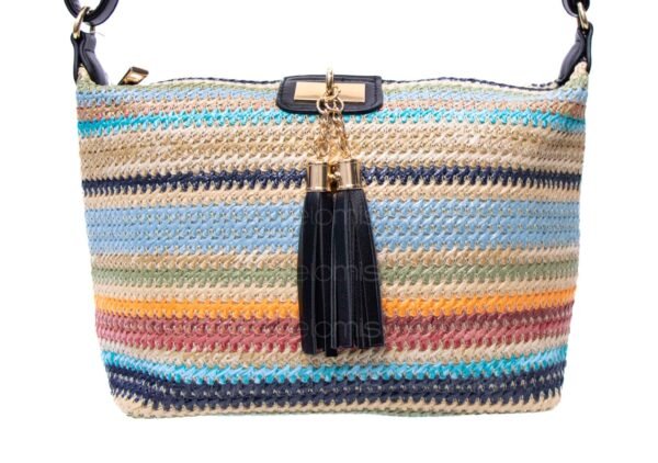 Sac bandoulière " Elisa Bag " multicolore en tissus - Finitions cuir synthétique Noir – Image 5