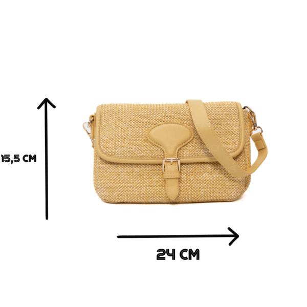 Sac bandoulière moyenne taille "Erick Style " à double bandoulière - tissus / cuir synthétique Jaune pastel – Image 4