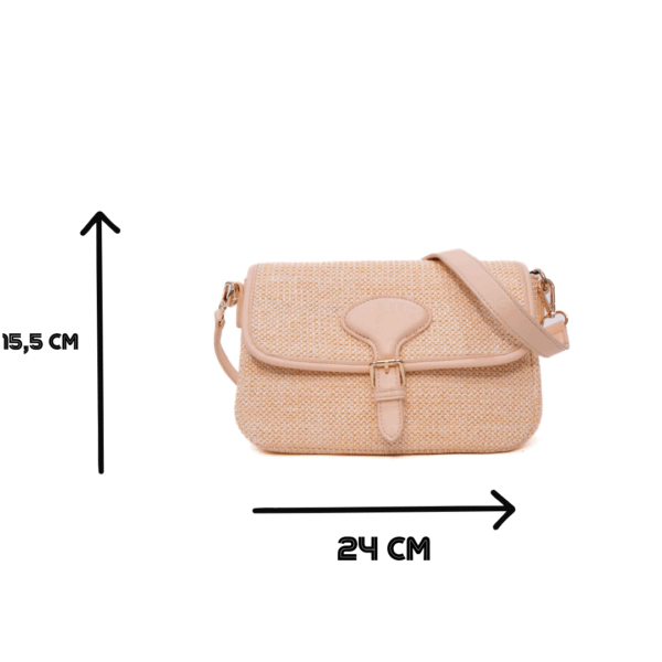 Sac bandoulière moyenne taille "Erick Style " à double bandoulière - tissus / cuir synthétique Rose pastel – Image 3