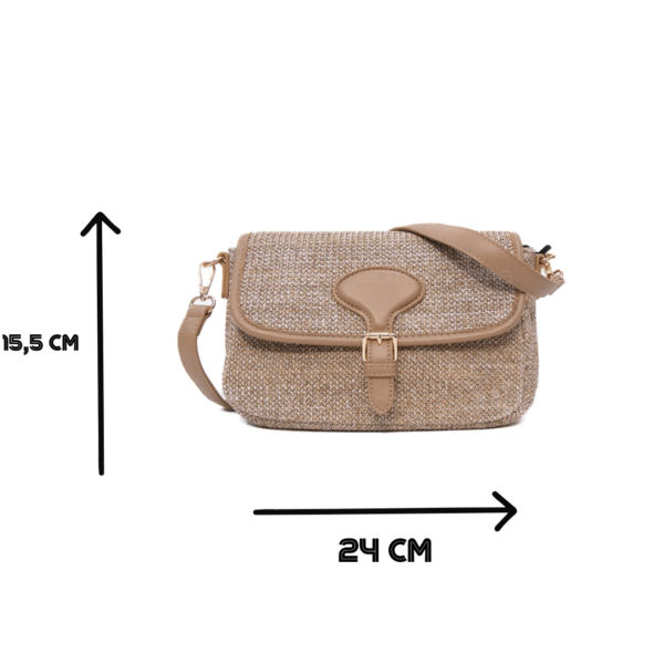 Sac bandoulière moyenne taille "Erick Style " à double bandoulière - tissus / cuir synthétique Taupe – Image 3