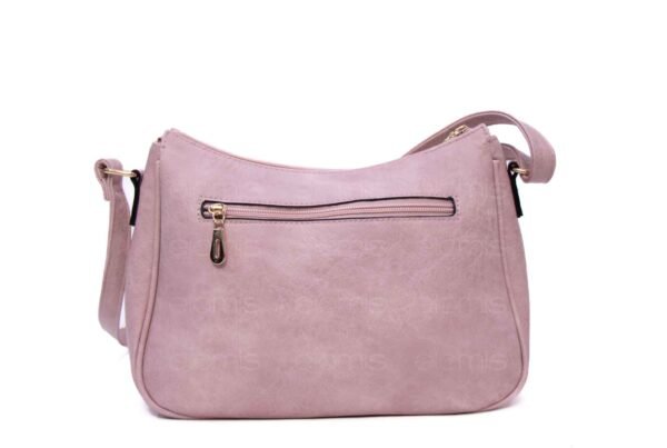 Sac bandoulière à triple compartiments avec décoration brodé - Rose Pastel – Image 4