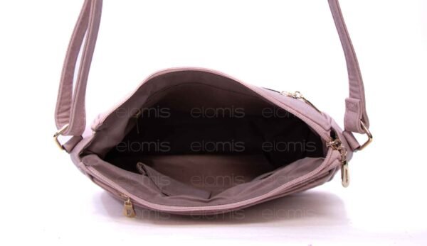 Sac bandoulière à triple compartiments avec décoration brodé - Rose Pastel – Image 5