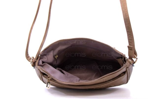 Sac bandoulière à triple compartiments avec décoration brodé - Taupe – Image 7