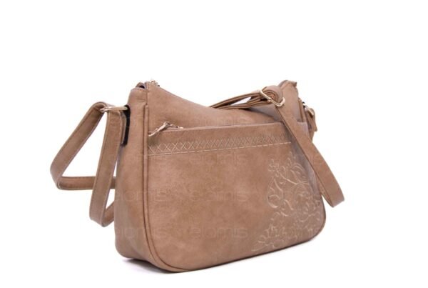 Sac bandoulière à triple compartiments avec décoration brodé - Taupe – Image 3