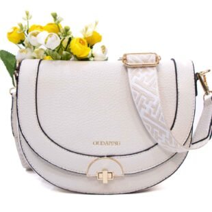 Sac bandoulière " OUDANNU " effet arrondi - Beige clair