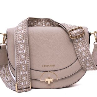 Sac bandoulière " OUDANNU " effet arrondi - Taupe