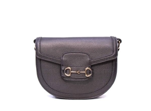 Petit sac bandoulière " OUDANNU " effet arrondi avec boucle décorative - Gris argenté – Image 6