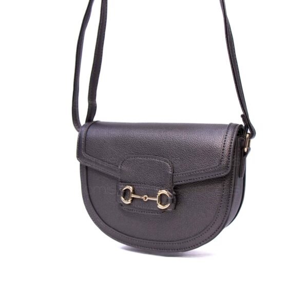 Petit sac bandoulière " OUDANNU " effet arrondi avec boucle décorative - Gris argenté – Image 3
