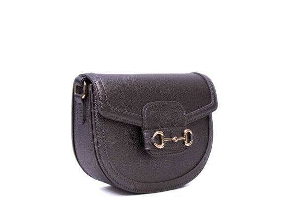 Petit sac bandoulière " OUDANNU " effet arrondi avec boucle décorative - Gris argenté – Image 2