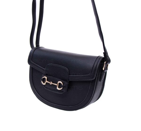 Petit sac bandoulière " OUDANNU " effet arrondi avec boucle décorative - Noir – Image 2