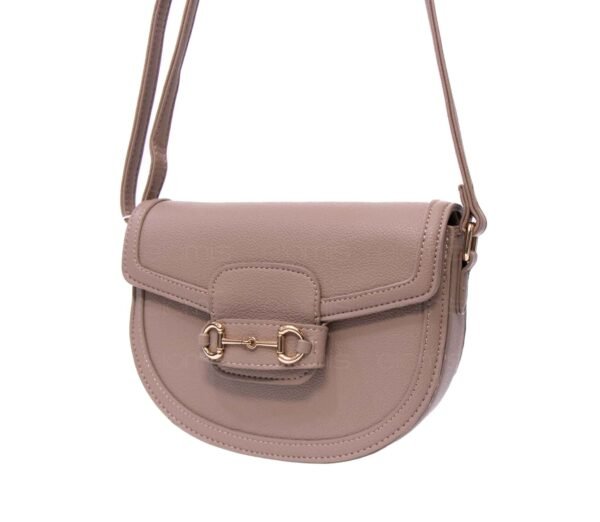 Petit sac bandoulière " OUDANNU " effet arrondi avec boucle décorative - Taupe – Image 3