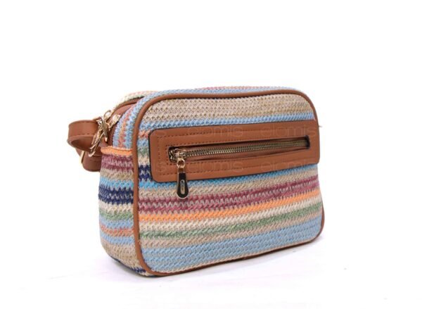 Sac bandoulière ” Parrot King ” effet arrondi à 4 compartiments en tissus – Multicolore 1 / Finitions marron