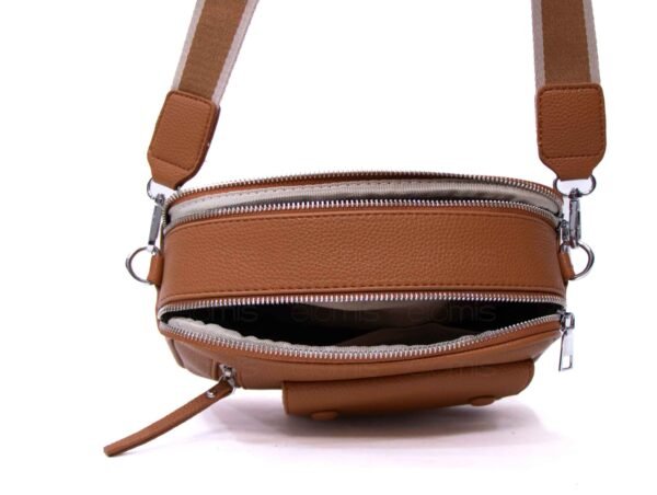 Sac bandoulière " Elisa Bag " effet arrondi à 4 compartiments - Marron – Image 5